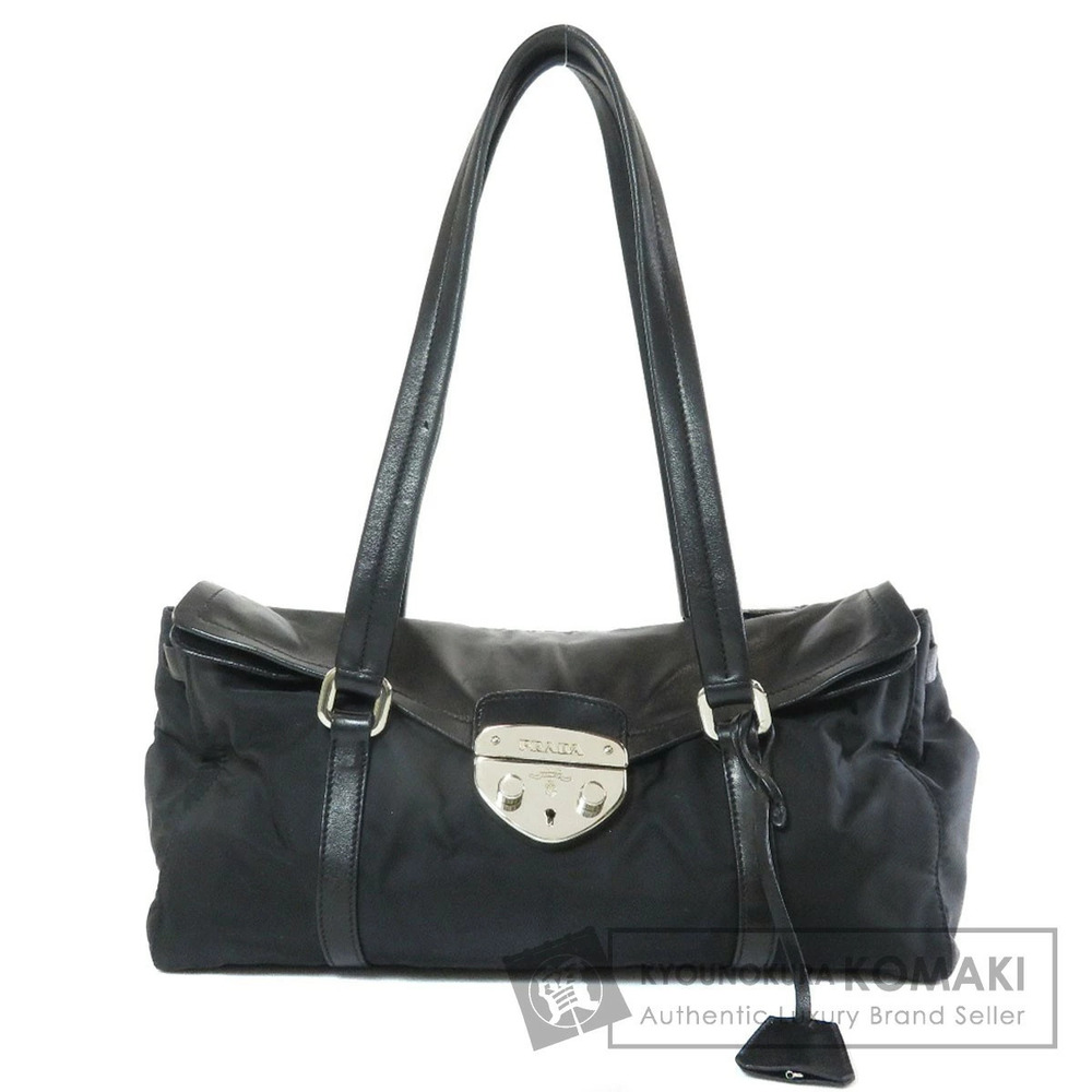 Prada Tessuto Easy shoulder bag black silver tone pushlock